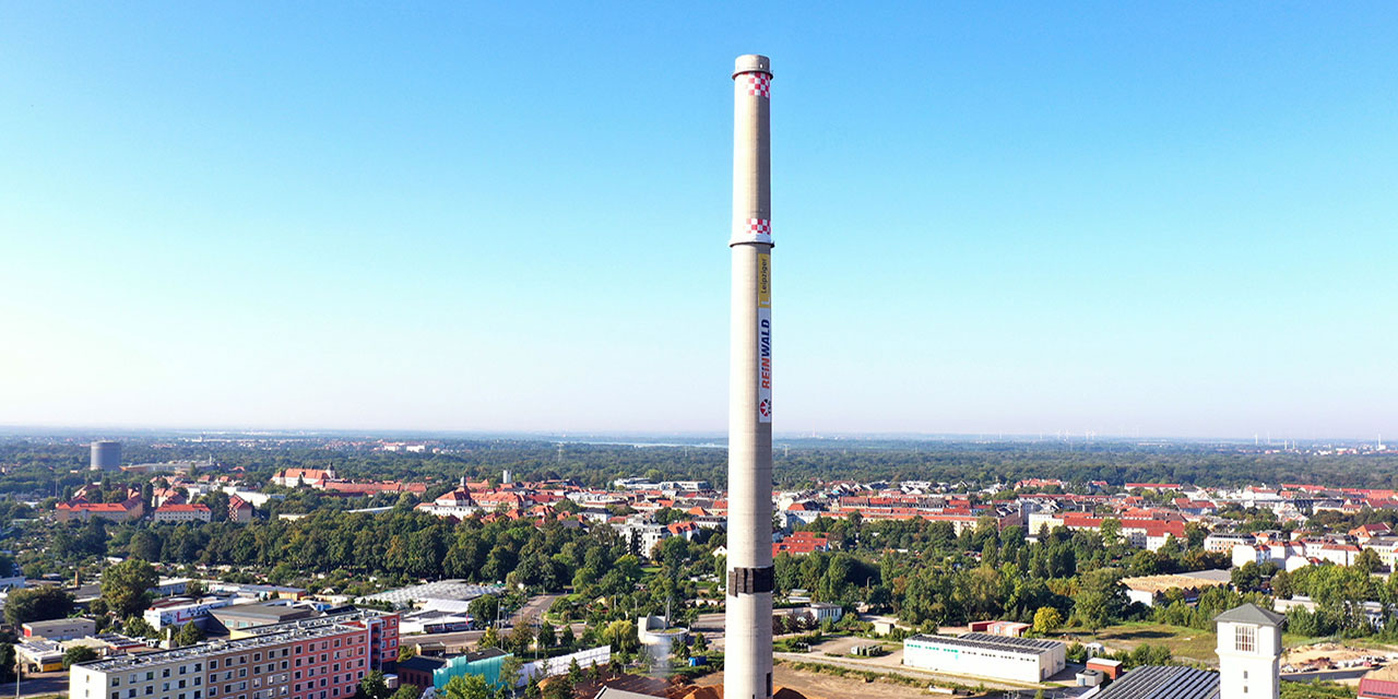 Schornstein der Stadtwerke Leipzig - BILDLEXIKON LEIPZIG - Das lebendige Stadtgedächtnis von Leipzig
